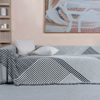 Black Geometric Reversible Comfort Sofa / Couch Cover -Final Sale