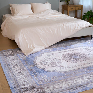 Waterproof Classic Indigo Persian Lightweight Rug