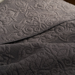 Dark Charcoal Embossed Quilt Set