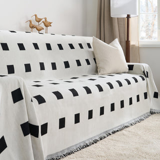 Checkered Onyx Reversible Comfort Sofa / Couch Cover -Final Sale