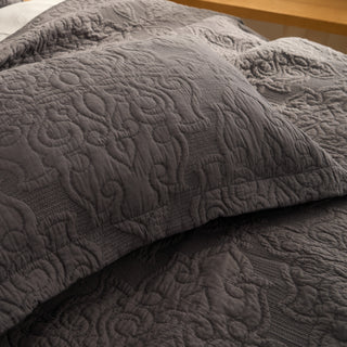 Dark Charcoal Embossed Quilt Set