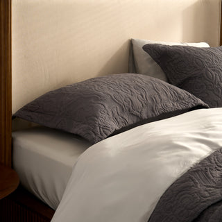 Dark Charcoal Embossed Quilt Set