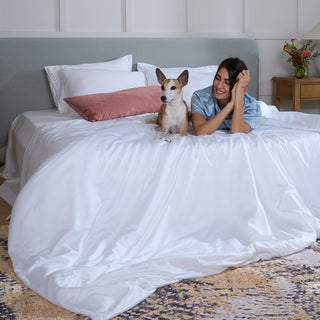 FURRFREE Bamboo Sheet Set & Duvet Cover - Pet Hair Repellent for Dogs/Cats Family - Final Sale