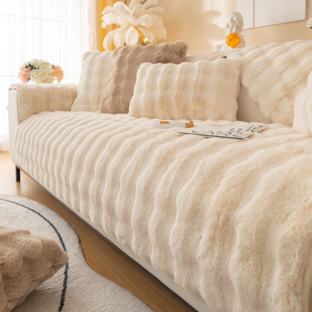 Cloud Plush Wave Faux Rabbit Fur Nonslip Sofa/Couch Cover – Slashop.Inc