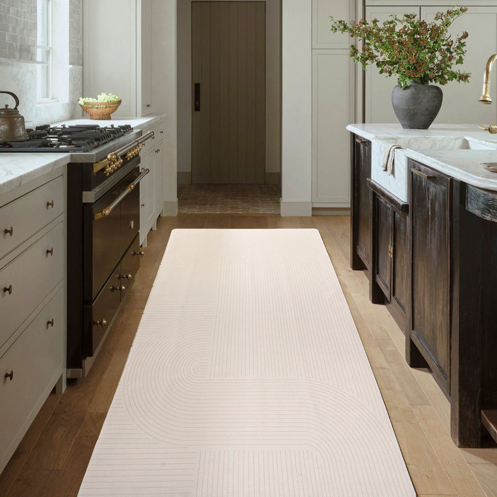 Easy Clean Rug Serene Flow Durable Non-Slip Pet-Friendly Modern Hallwa ...