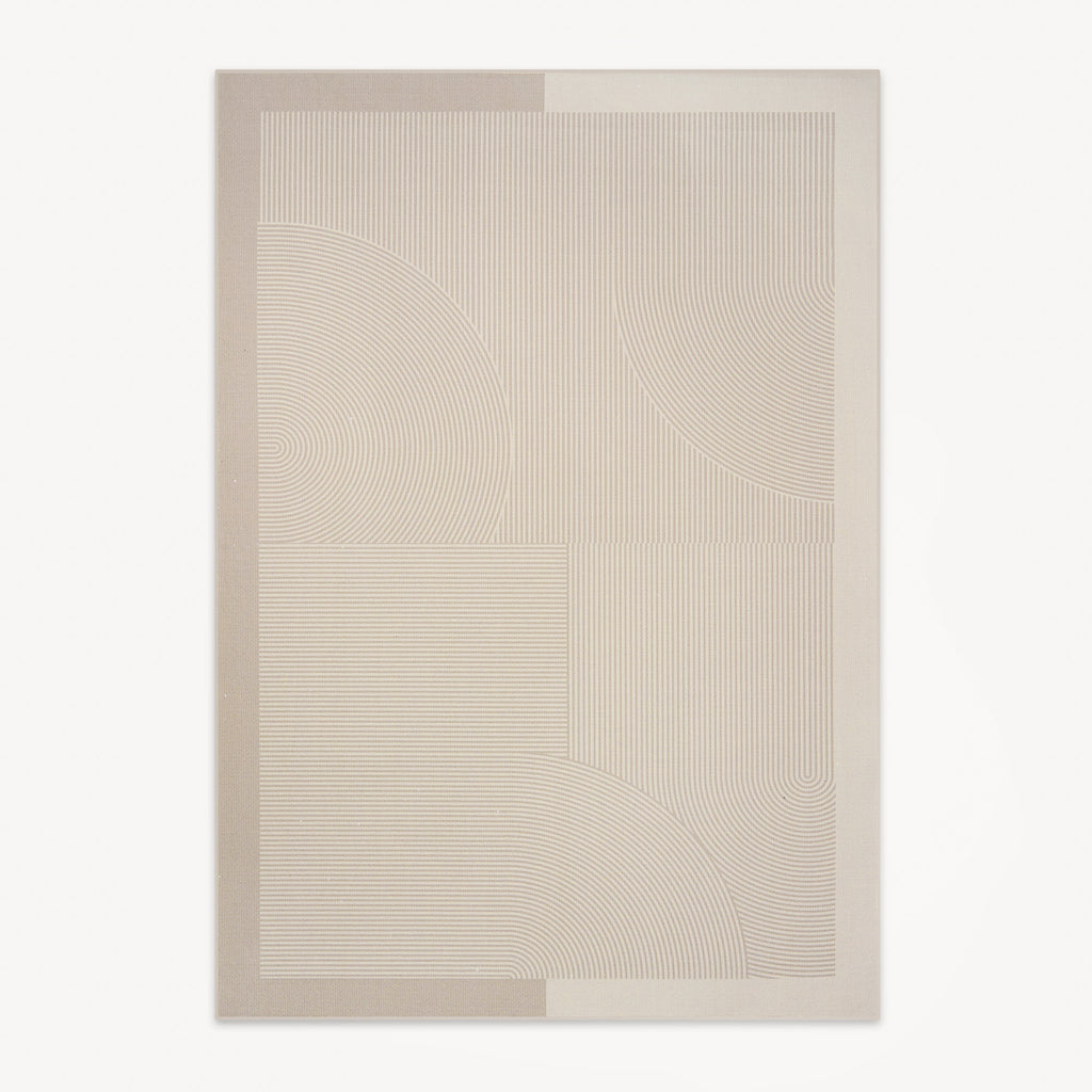 Easy Clean Rug Sand Ripple Border Spillproof Pet-Friendly Minimalist L ...