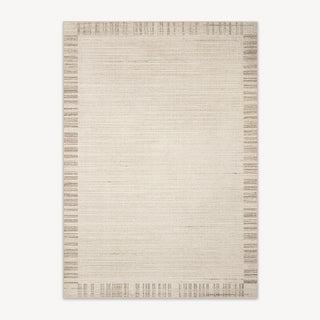 Easy Clean Rug Textured Beige Border Spillproof Pet-Friendly Minimalist Living Room Area Rug