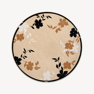 Easy Clean Rug Floral Elegance Round Spillproof Pet-Friendly Minimalist Living Room Round Rug