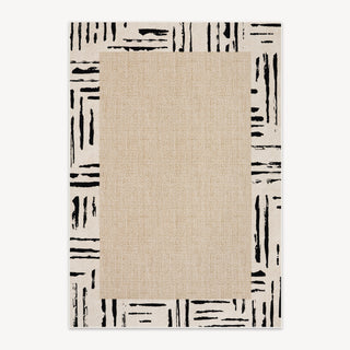 Easy Clean Rug Abstract Border Spillproof Pet-Friendly Modern Living Room Area Rug