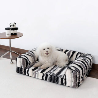 Chic Zebra-Pattern Large Warm Washable Orthopedic Dog & Cat Sofa Bed