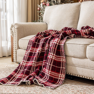 Classic Buffalo Plaid Sherpa Throw Red & White Checkered Design with Soft Lining for Cozy Comfort