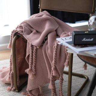 Cozy Chunky Knitted Tassel Throw Blanket