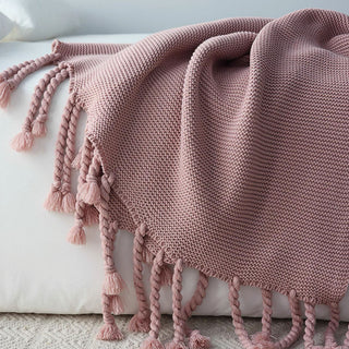 Cozy Chunky Knitted Tassel Throw Blanket