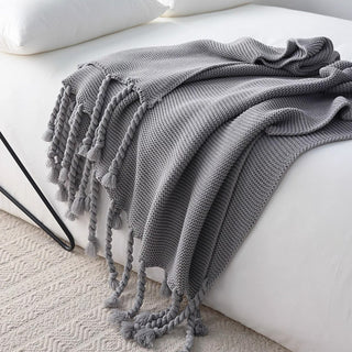 Cozy Chunky Knitted Tassel Throw Blanket