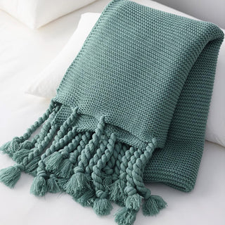 Cozy Chunky Knitted Tassel Throw Blanket