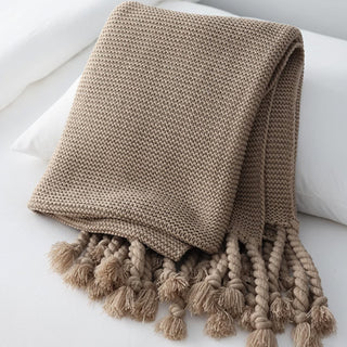 Cozy Chunky Knitted Tassel Throw Blanket