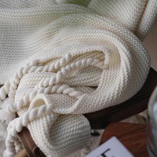 Cozy Chunky Knitted Tassel Throw Blanket