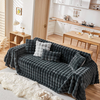 Cozy Faux Fur Ripple Sofa/Couch Cover