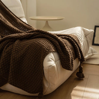 Cozy Knit Tassel Throw Blanket