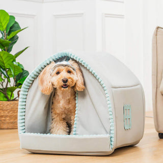 Double Curtain Pet House Enclosed Dog Bed