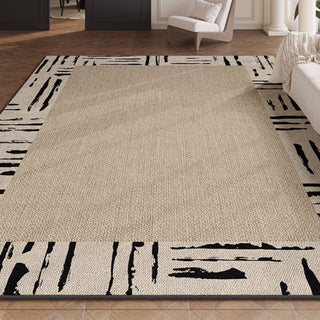 Easy Clean Rug Abstract Border Spillproof Pet-Friendly Modern Living Room Area Rug