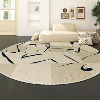 Easy Clean Rug Abstract Lines Spillproof Pet Friendly Modern Living Room Round Rug