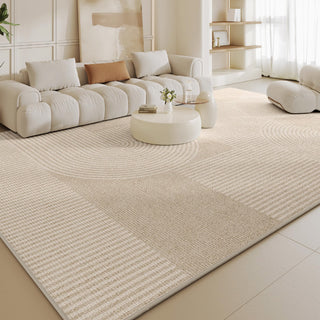 Easy Clean Rug Beige Modern Textured Spillproof Pet-Friendly Minimalist Living Room Area Rug