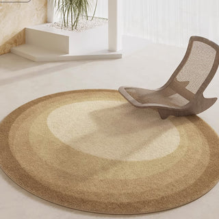 Easy Clean Rug Earthy Gradient Circle Spillproof Pet-Friendly Modern Living Room Plush Round Rug