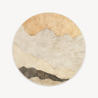 Easy Clean Rug Earthy Tones Abstract Round Spillproof Pet Friendly Modern Living Room Round Rug