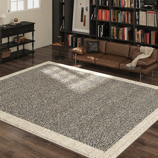 Easy Clean Rug Elegant Herringbone Spillproof Pet-Friendly Living Room Large Area Rug