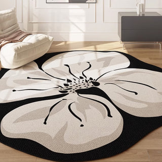 Easy Clean Rug Grande Fleur Artistic Spillproof Pet-Friendly Modern Living Room Plush Round Rug