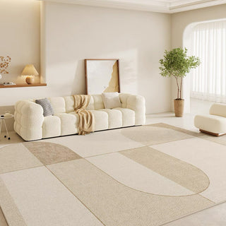 Easy Clean Rug Harmony Block Pattern Spillproof Pet-Friendly Minimalist Living Room Area Rug