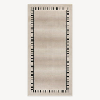 Easy Clean Rug Linear Elegance Border Spillproof Pet-Friendly Luxury Bedroom Area Rug