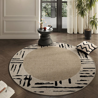 Easy Clean Rug Midnight Stripes Spillproof Pet-Friendly Chic Living Room Plush Round Rug