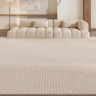 Easy Clean Rug Minimalist Line Pattern Spillproof Pet-Friendly Minimalist Living Room Area Rug