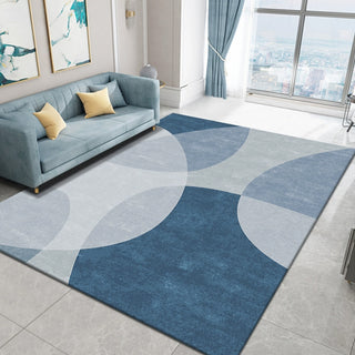 Easy Clean Rug Modern Blue Overlap Spillproof Pet-Friendly Modern Living Room Area Rug