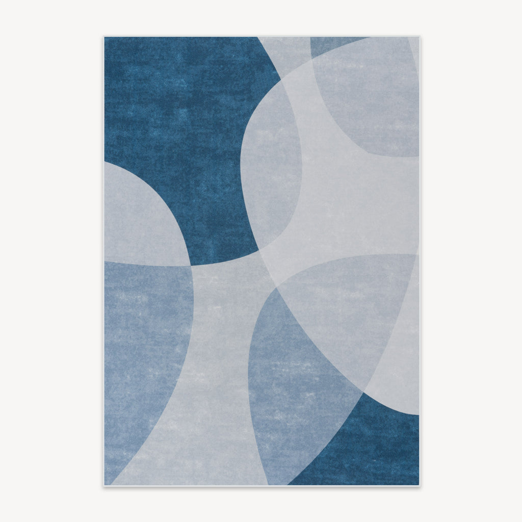 Easy Clean Rug Modern Blue Overlap Spillproof Pet-Friendly Modern Livi ...