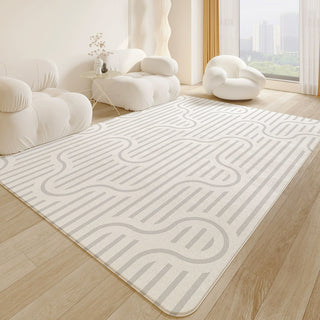 Easy Clean Rug Modern Geometric Maze Spillproof Pet-Friendly Living Room Large Area Rug