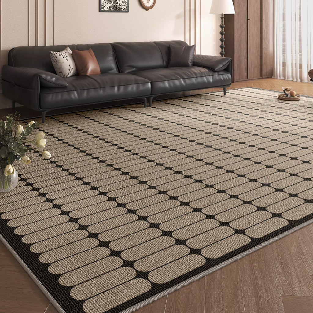 Easy Clean Rug Easy Clean Rug Modern Oval Grid Spillproof Pet-Friendly Geometric Livi ...