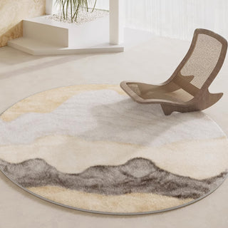 Easy Clean Rug Mountain Mist Dream Round Spillproof Pet-Friendly Modern Living Room Plush Round Rug