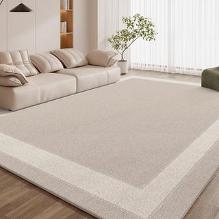 Easy Clean Rug Neutral Double-Border Spillproof Pet-Friendly Minimalist Living Room Area Rug