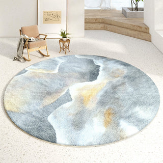 Easy Clean Rug Ocean Drift Artistic Round Accent Spillproof Pet Friendly Modern Living Room Round Rug