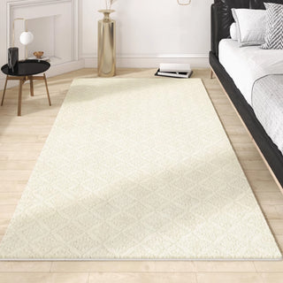 Easy Clean Rug Subtle Diamond Texture Spillproof Pet Friendly Minimalist Bedroom Area Rug