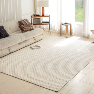 Easy Clean Rug Subtle Textured Cream Spillproof Pet-Friendly Living Room Large Area Rug