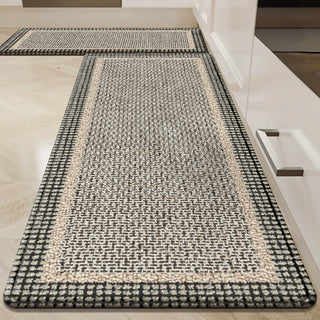 Easy Clean Rug Textured Border Durable Non-Slip Pet-Friendly Boho Style Hallway Runner Rug