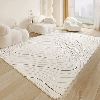 Easy Clean Rug Topographic Line Art Spillproof Pet-Friendly Living Room Large Area Rug