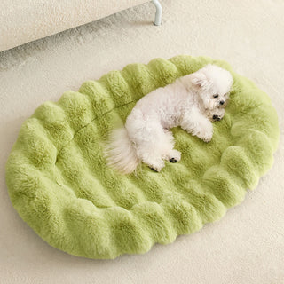 Elliptical Faux Rabbit Fur Sponge Support Multi-Functional Dog & Cat Mat