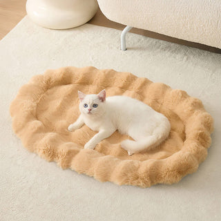 Elliptical Faux Rabbit Fur Sponge Support Multi-Functional Dog & Cat Mat