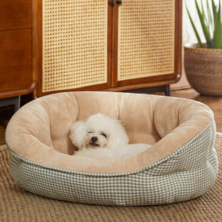 Extra Heightened Warm Surround Plaid Dog & Cat Bed