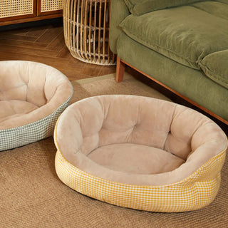 Extra Heightened Warm Surround Plaid Dog & Cat Bed